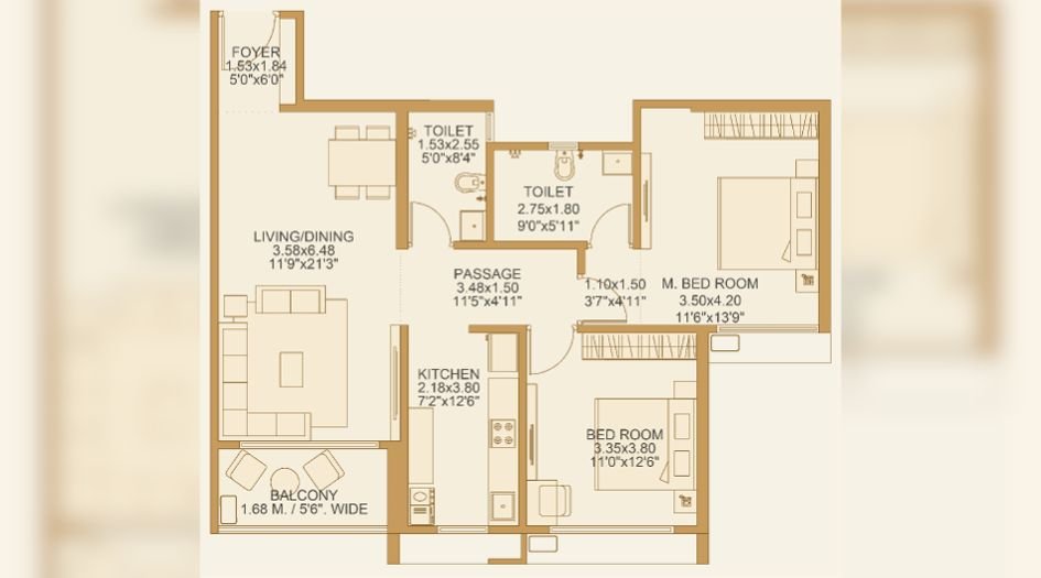 Dosti-Primus-2BHK-942Sqft-unit-plan
