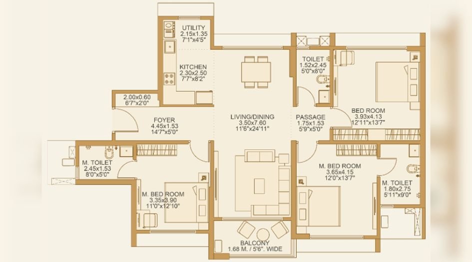Dosti-Primus-3BHK-1232sqft-unit-plan